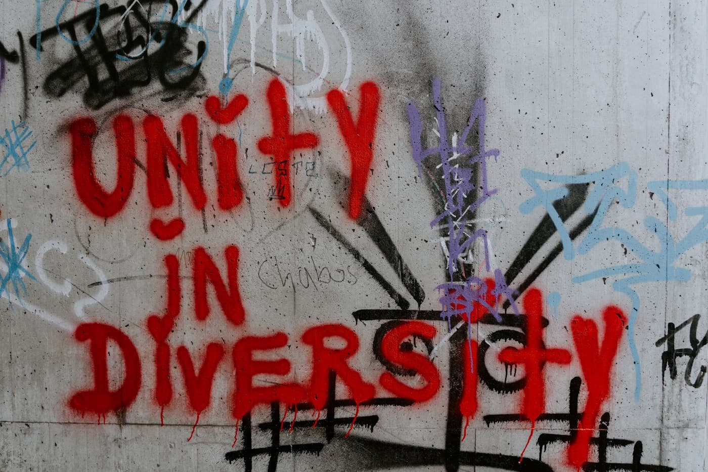 Only in diversity mural on a brick wall